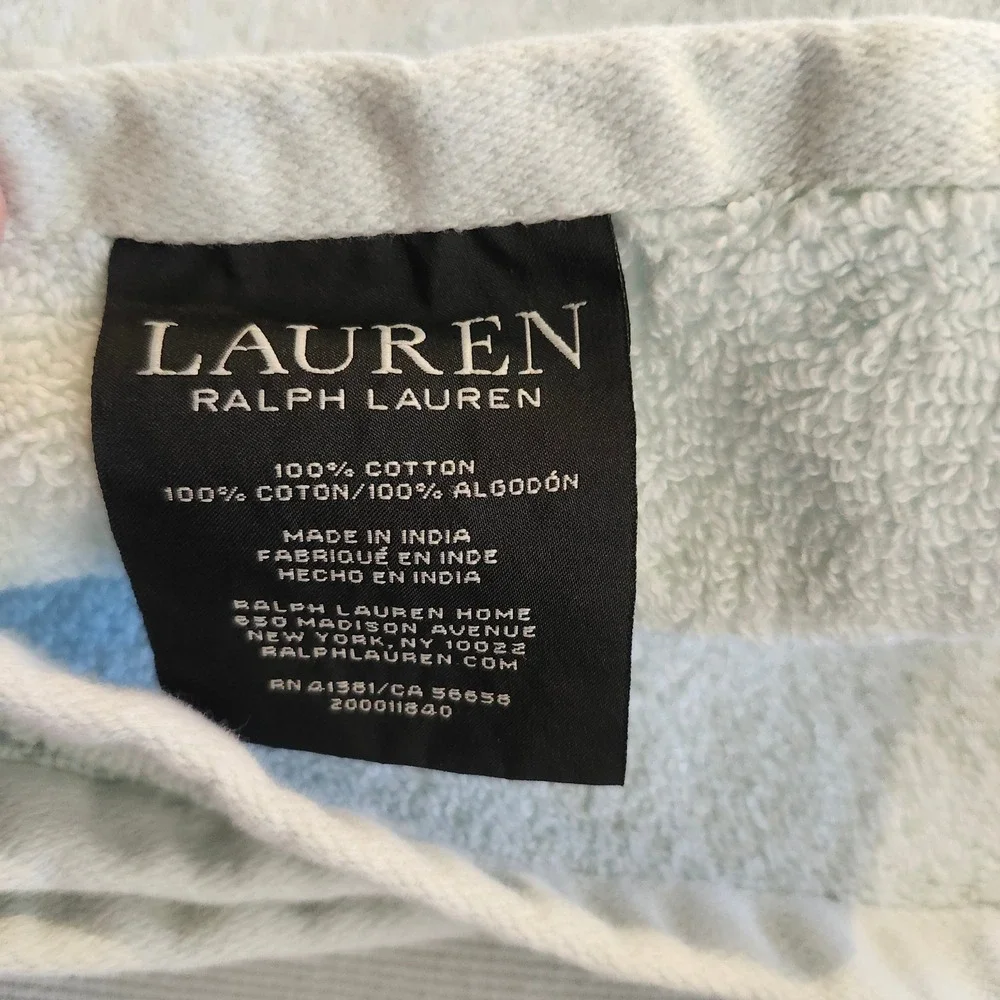 Lauren Ralph Lauren Hand Towel Set Mint Green Cotton Ribbed 4pc Designer Coastal